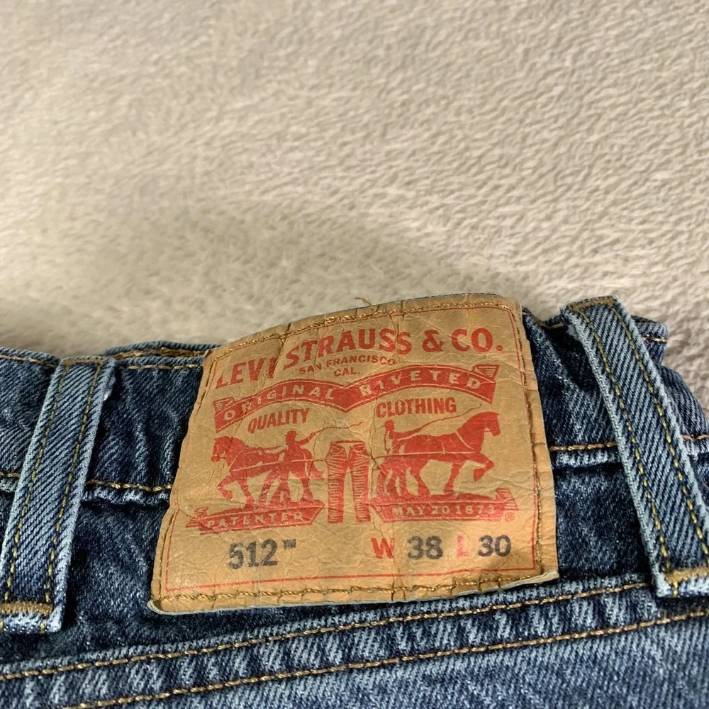 Levis 512 Jeans Mens 36x29 (Tag 38x30) Blue Slim Tapered Leg Stretch Medium Wash
